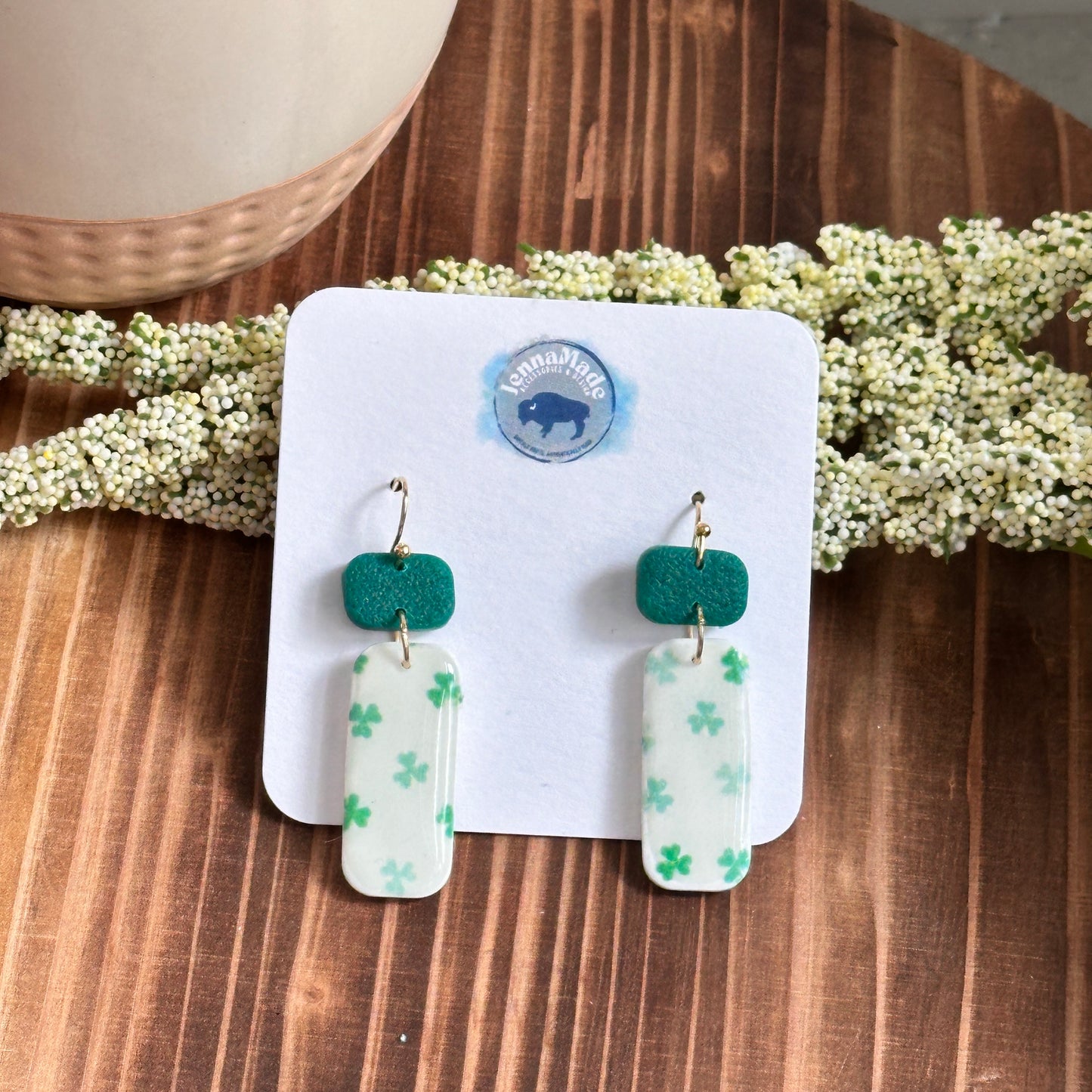 Shamrock Print Dangle Earrings