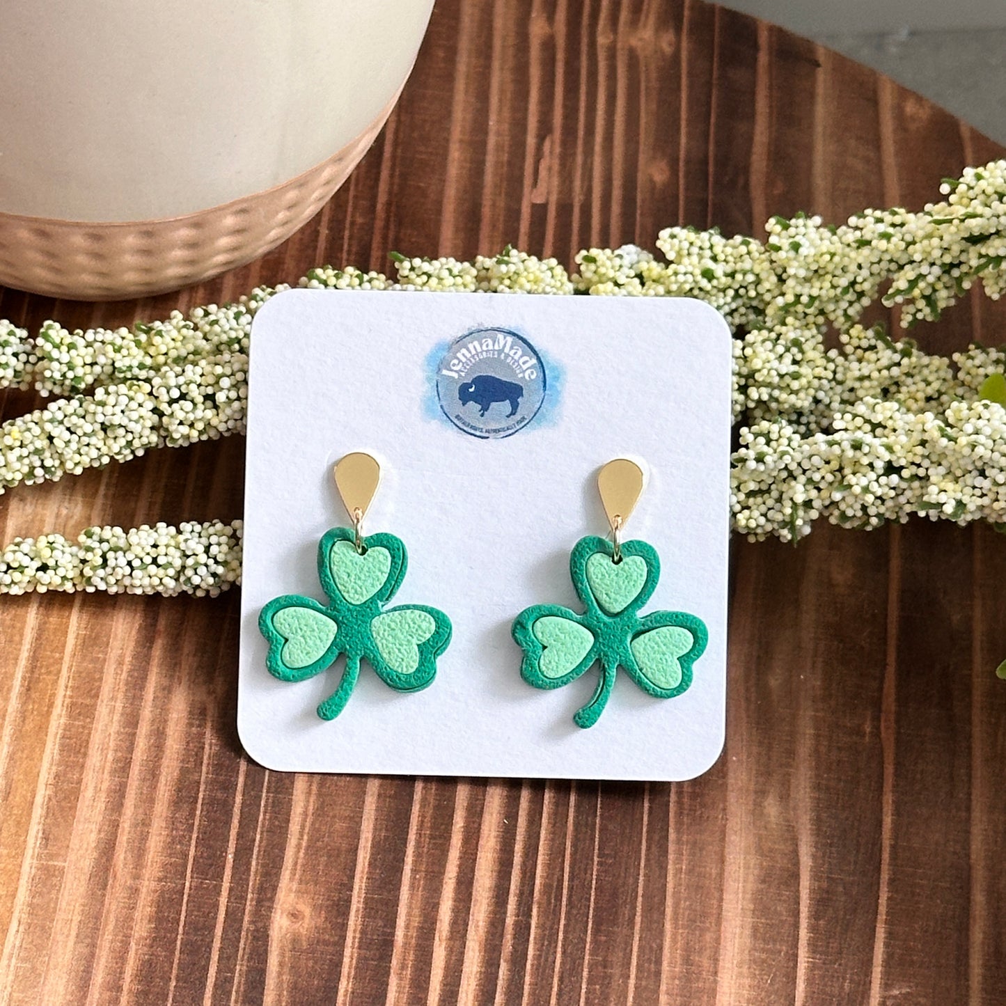 Two-Tone Shamrock Dangle Earrings