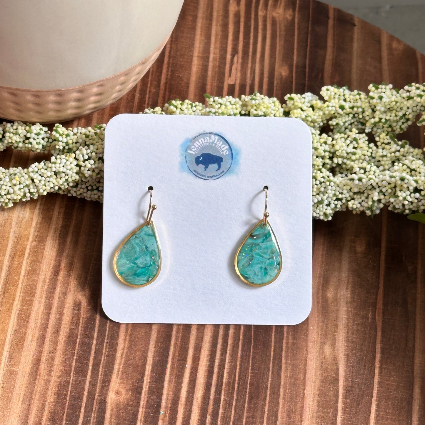 Faux Raw Emerald Evelyn Dangle Earrings
