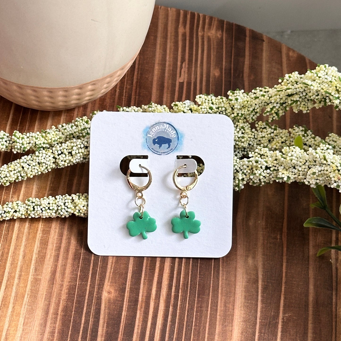 Shamrock Huggie Hoop Earrings