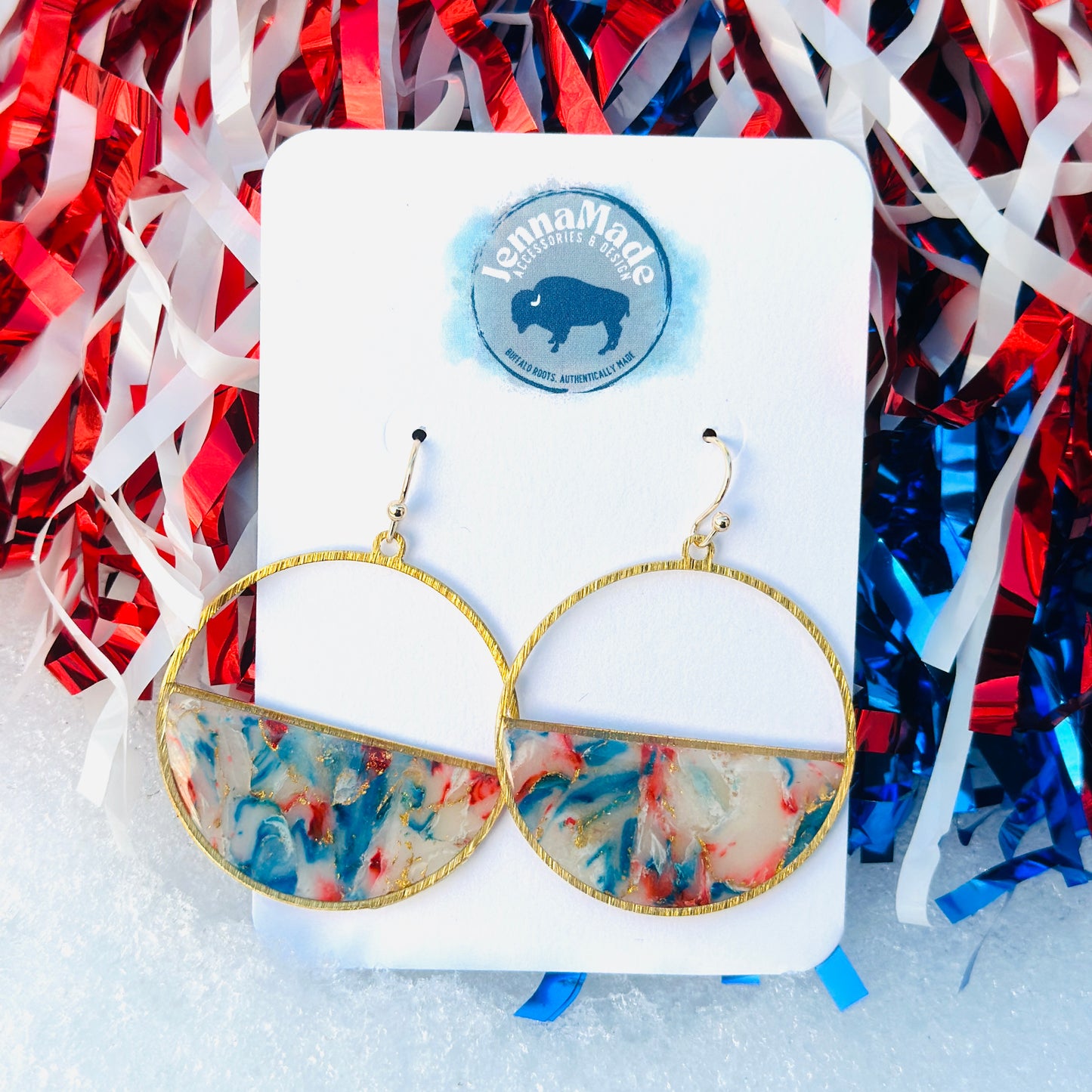 Buffalo Faux Stone Half Circle Dangle