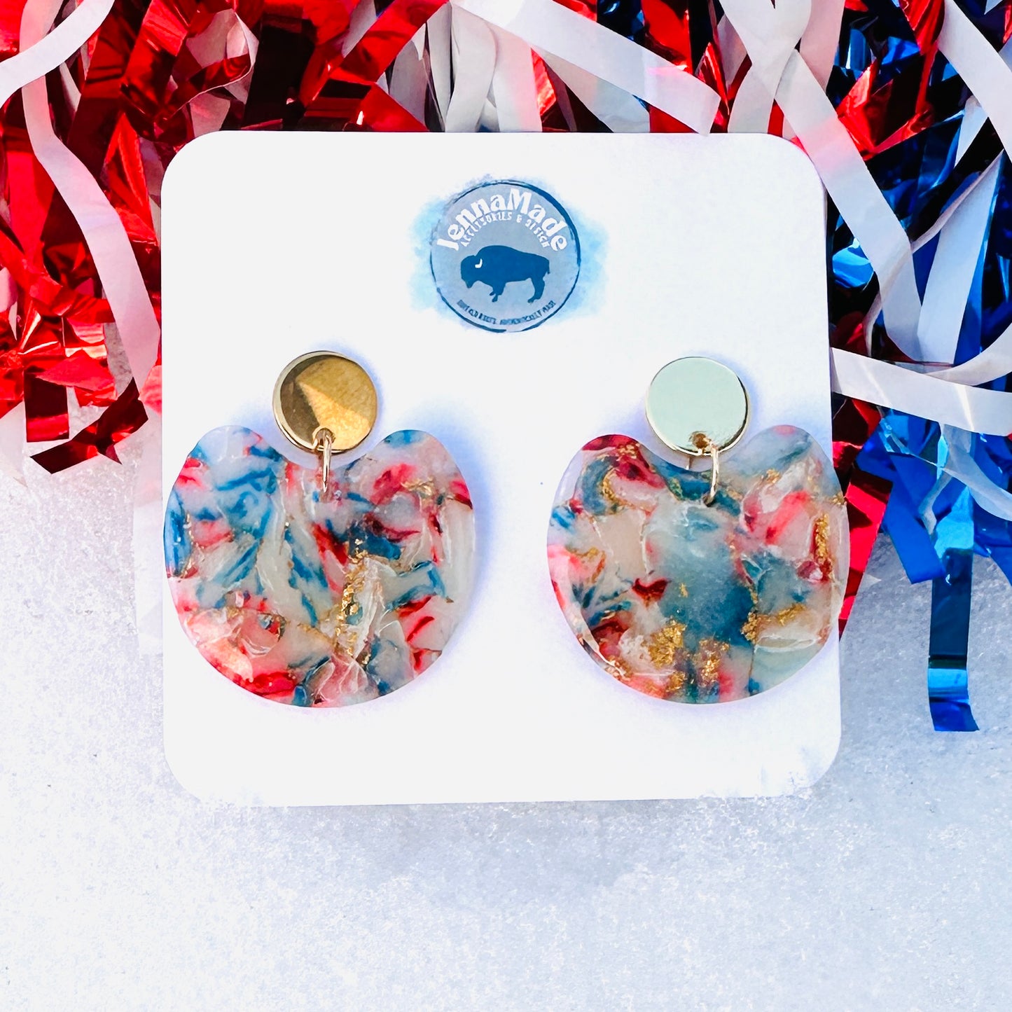 Buffalo Faux Stone Disc Post Earrings