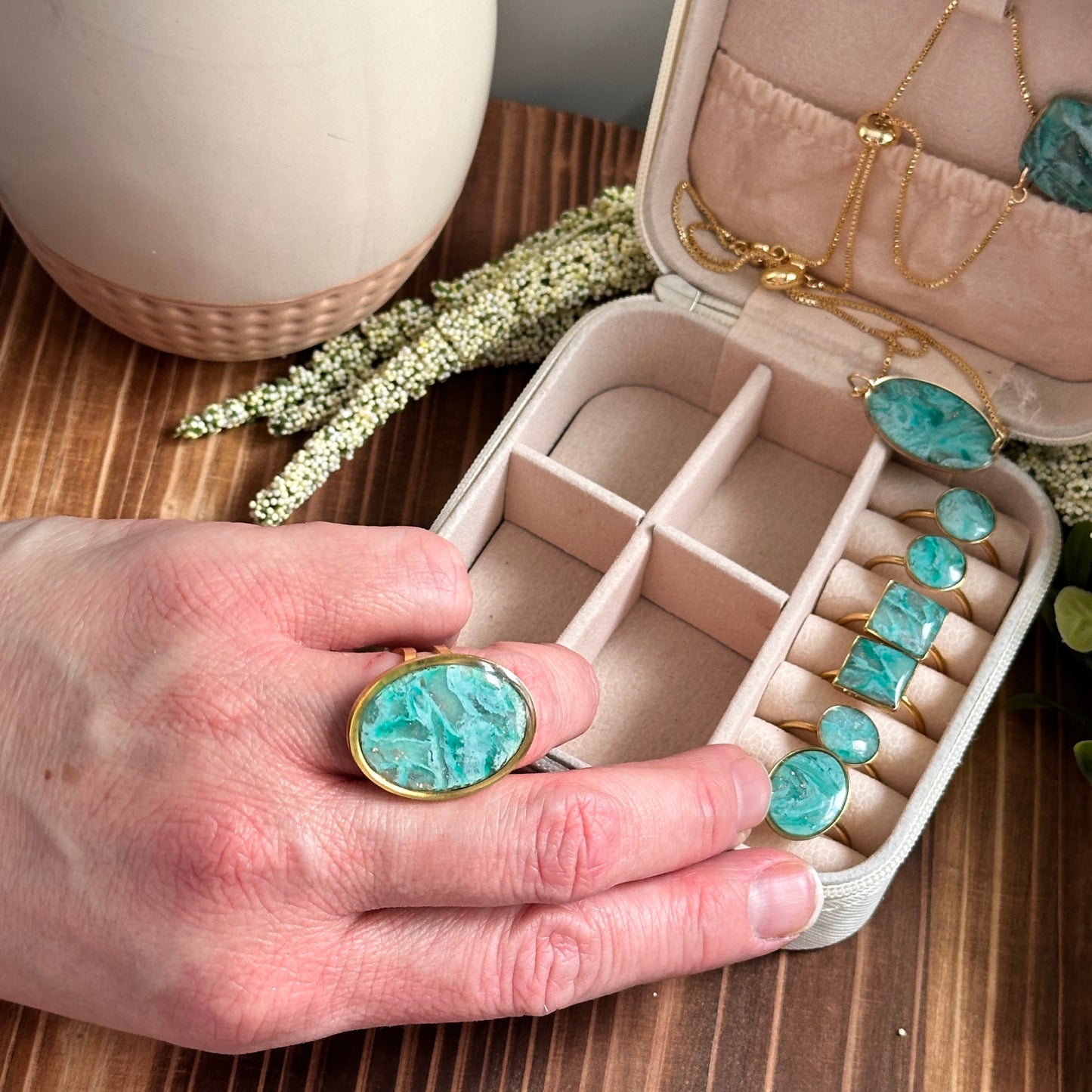 Faux Raw Emerald Rings