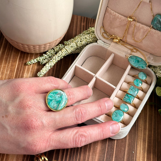 Faux Raw Emerald Rings