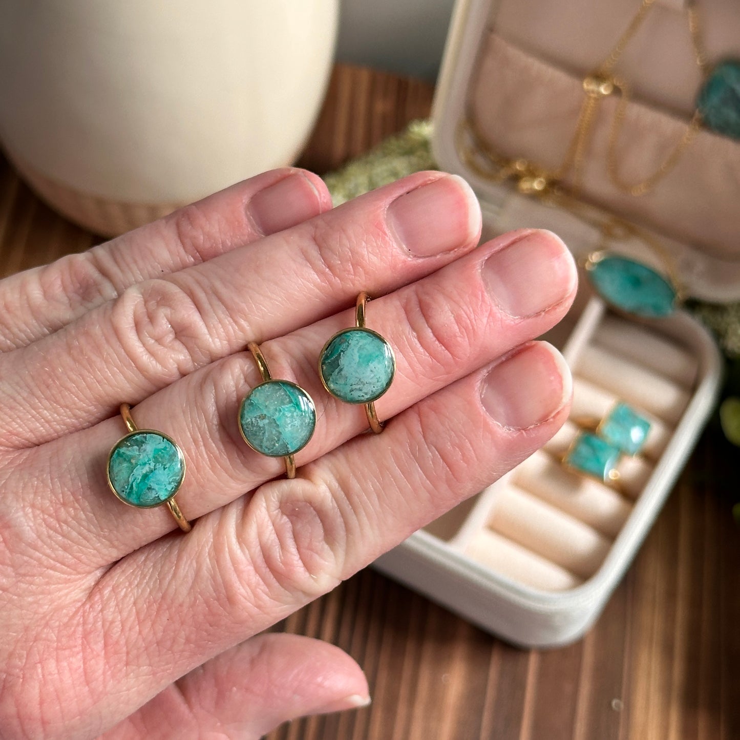 Faux Raw Emerald Rings