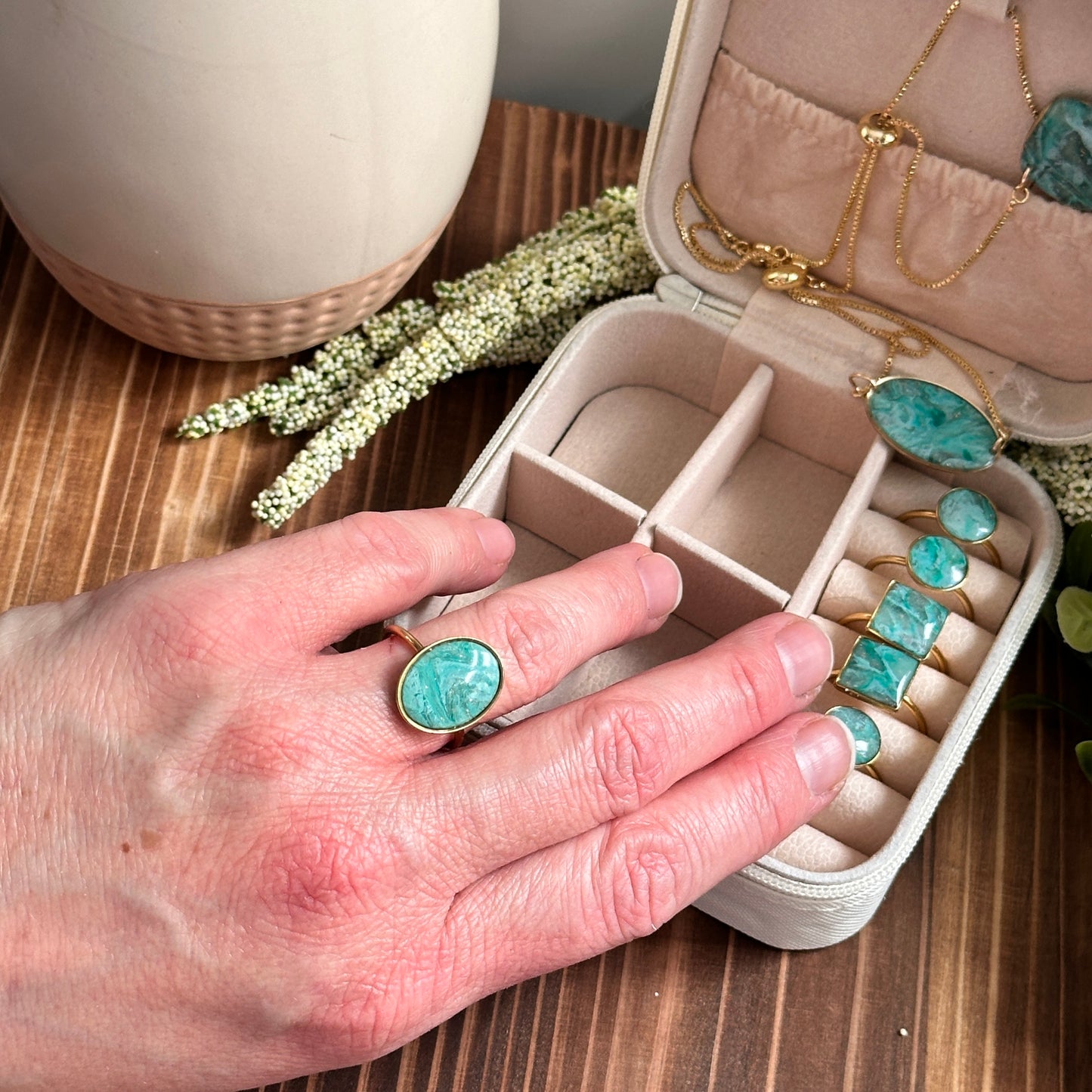 Faux Raw Emerald Rings