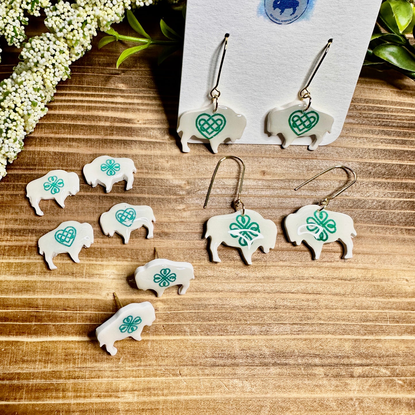 PRE-ORDER Celtic Buffalo Bison Studs or Dangles