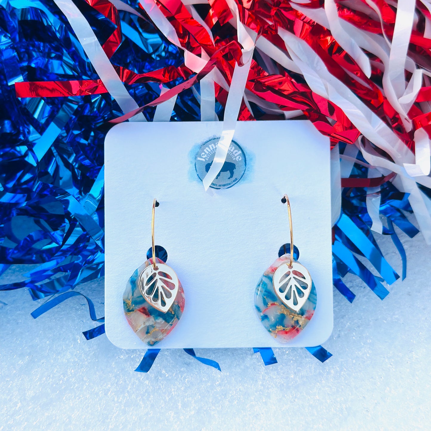 Buffalo Faux Stone Leaf Wire Earrings