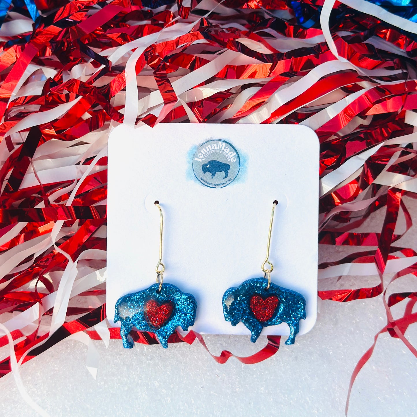 Buffalo Glitter Bison Dangles Hearts