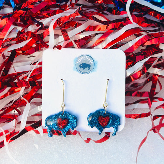 Buffalo Glitter Bison Dangles Hearts