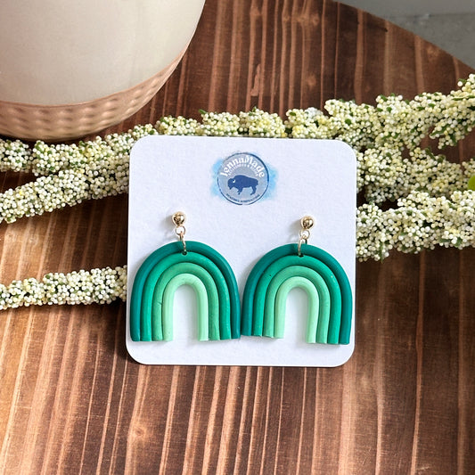 Green Rainbow Dangle Earrings