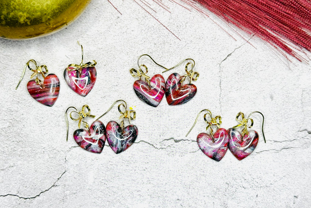 French Wire Bow Heart Earrings