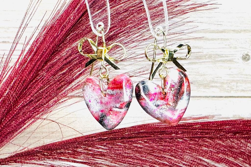 French Wire Bow Heart Earrings