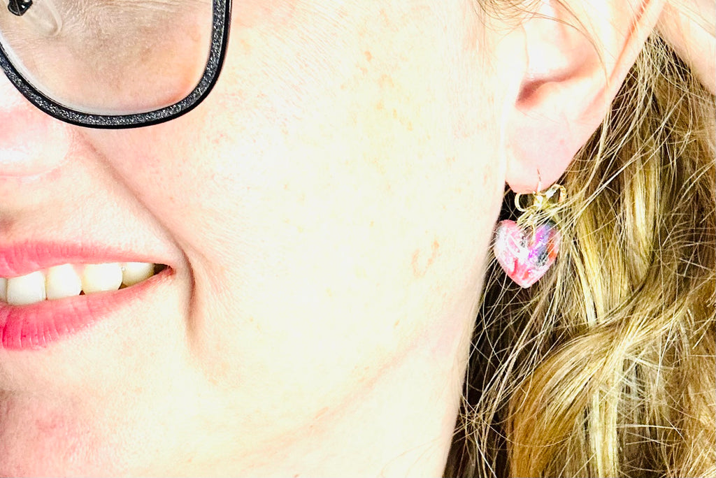 French Wire Bow Heart Earrings