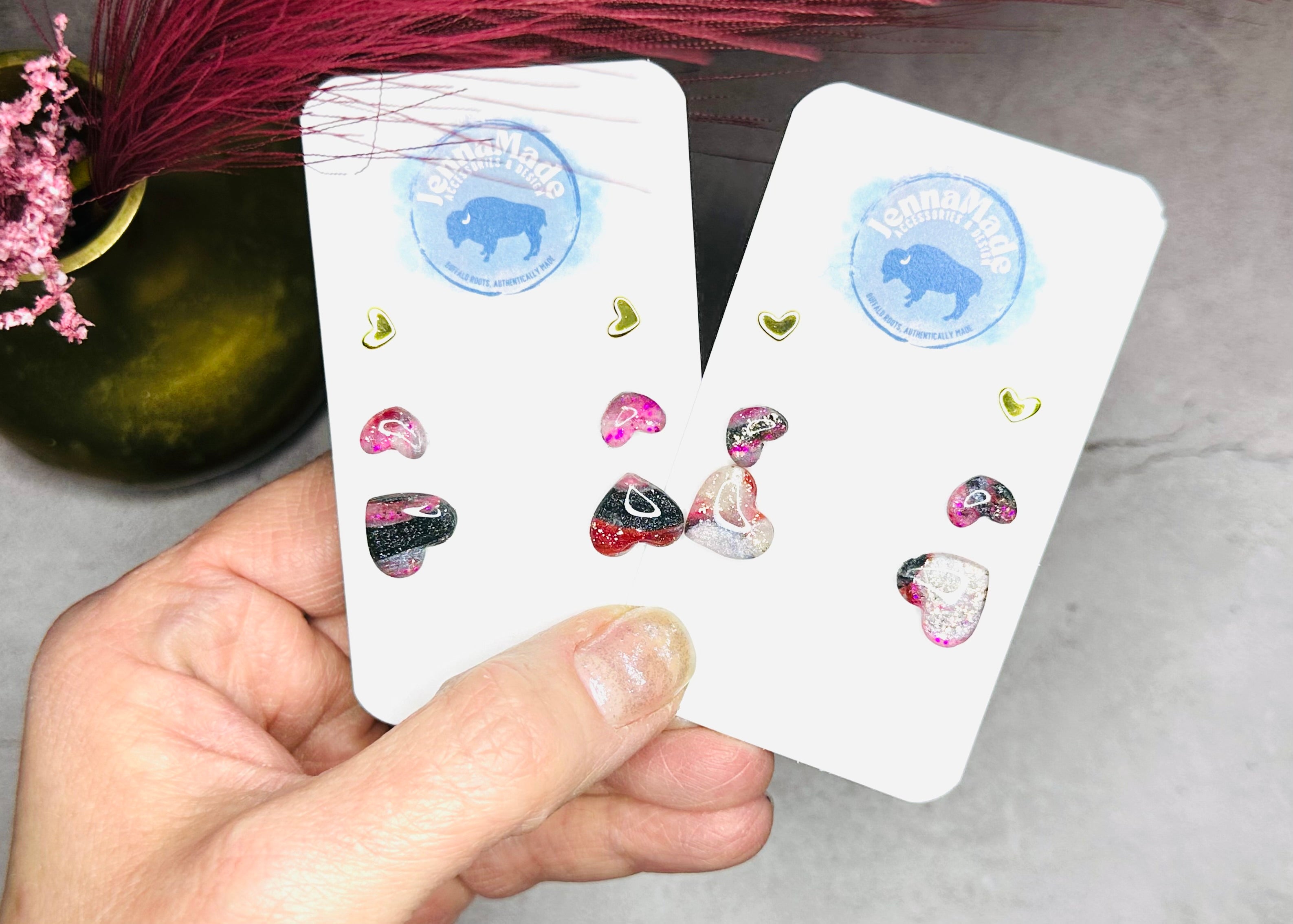 Heart Stud Pack Marble